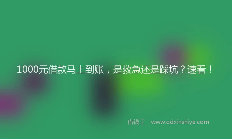 1000元借款马上到账，是救急还是踩坑？速看！