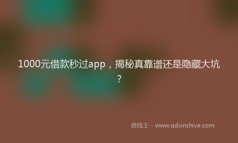 1000元借款秒过app,揭秘真靠谱还是隐藏大坑?