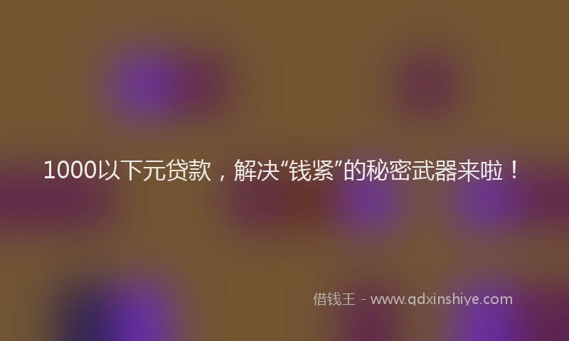 1000以下元贷款，解决“钱紧”的秘密武器来啦！