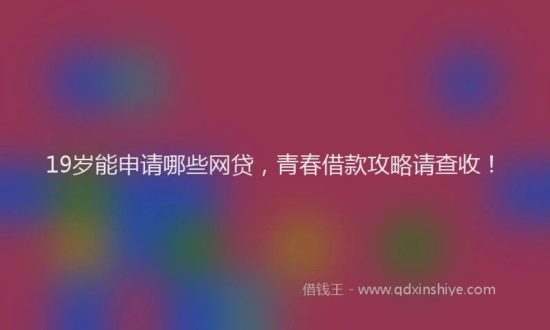 19岁能申请哪些网贷，青春借款攻略请查收！
