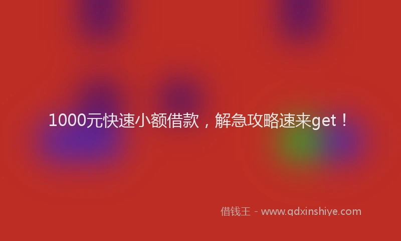 1000元快速小额借款，解急攻略速来get！