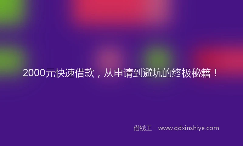 2000元快速借款，从申请到避坑的终极秘籍！