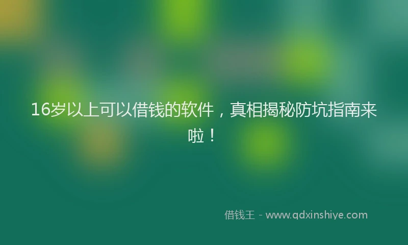 16岁以上可以借钱的软件，真相揭秘防坑指南来啦！