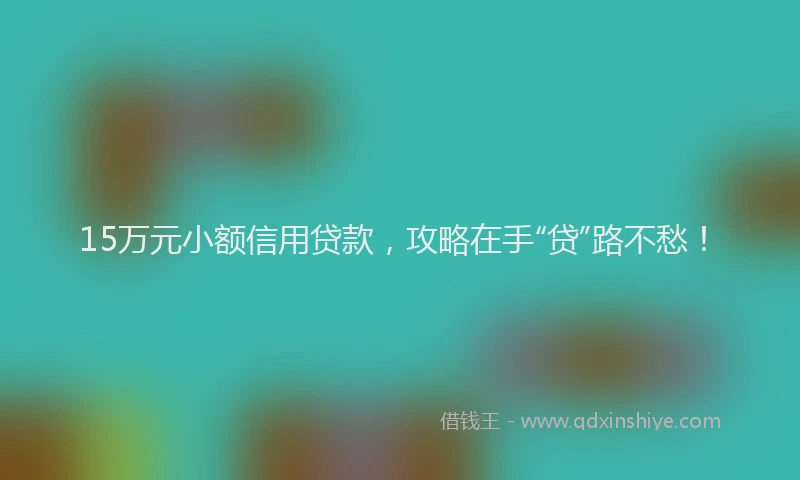 15万元小额信用贷款，攻略在手“贷”路不愁！