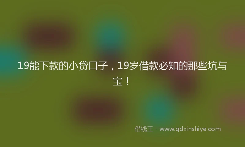 19能下款的小贷口子，19岁借款必知的那些坑与宝！