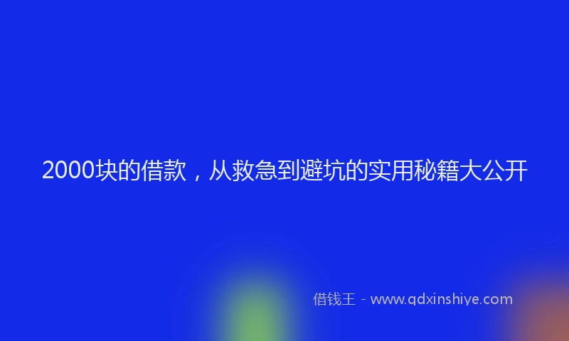 2000块的借款，从救急到避坑的实用秘籍大公开