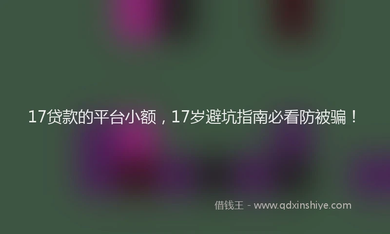 17贷款的平台小额，17岁避坑指南必看防被骗！