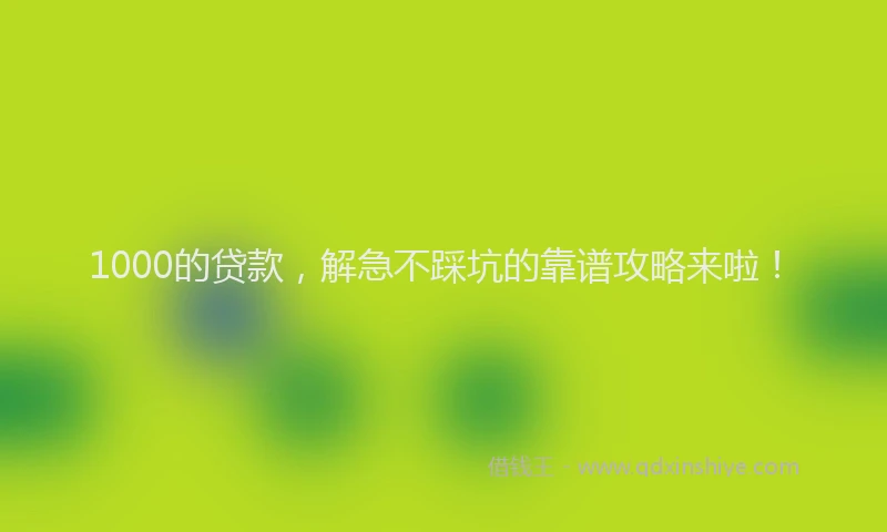 1000的贷款，解急不踩坑的靠谱攻略来啦！