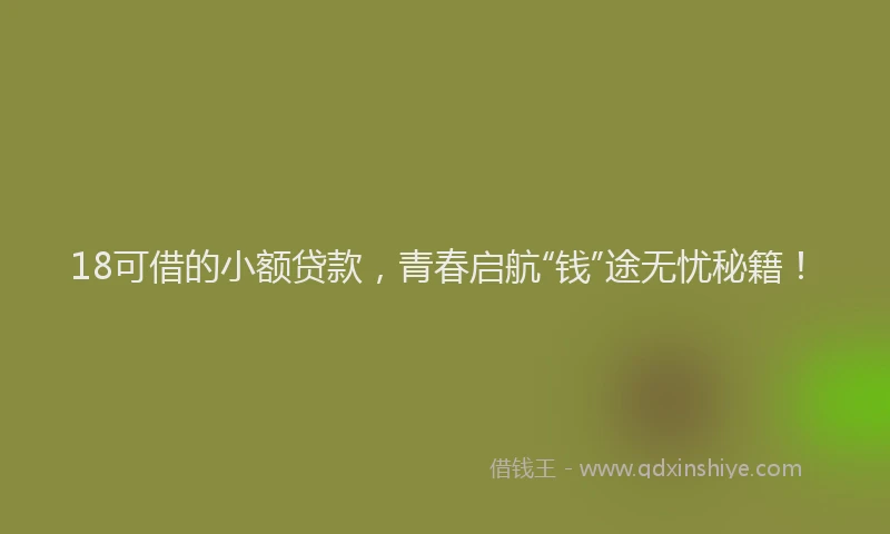 18可借的小额贷款，青春启航“钱”途无忧秘籍！