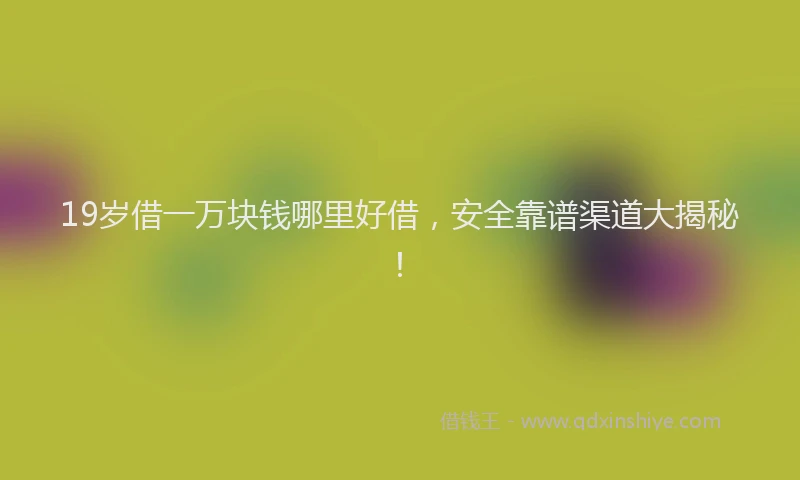 19岁借一万块钱哪里好借，安全靠谱渠道大揭秘！