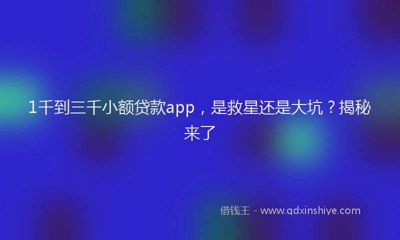 1千到三千小额贷款app，是救星还是大坑？揭秘来了
