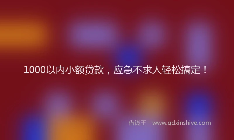 1000以内小额贷款，应急不求人轻松搞定！
