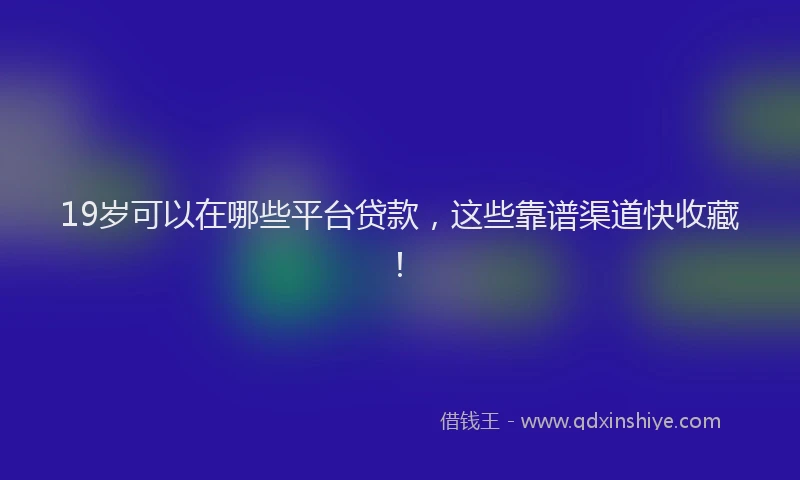 19岁可以在哪些平台贷款，这些靠谱渠道快收藏！
