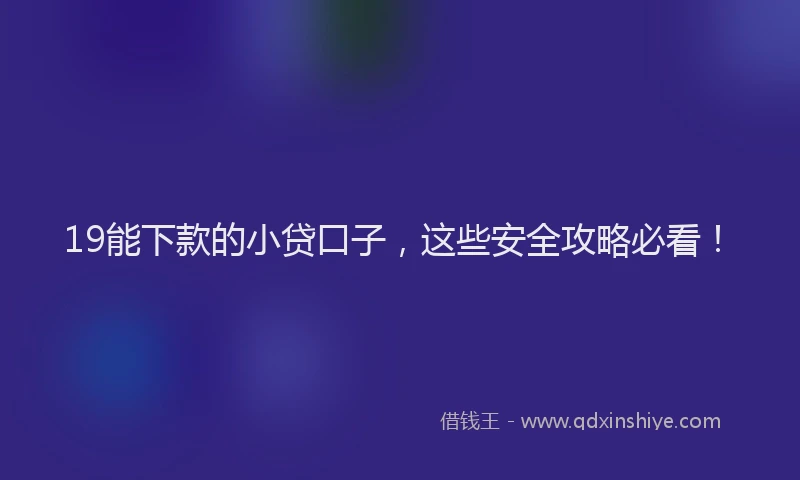 19能下款的小贷口子，这些安全攻略必看！
