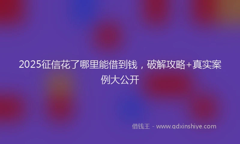 2025征信花了哪里能借到钱，破解攻略+真实案例大公开