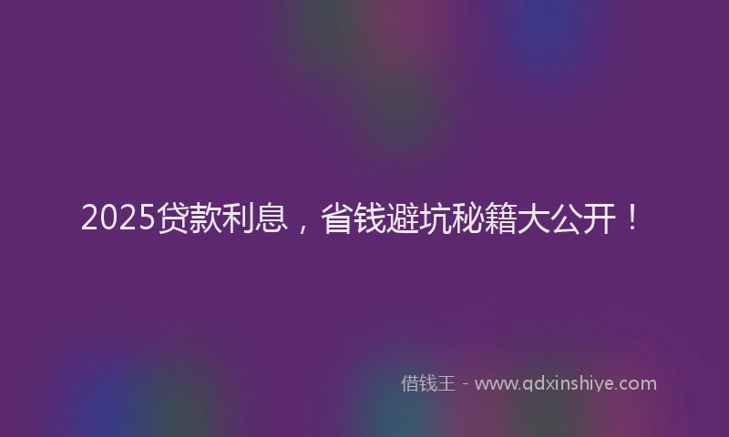 2025贷款利息，省钱避坑秘籍大公开！