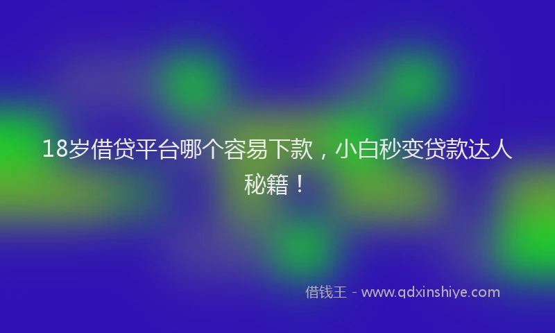 18岁借贷平台哪个容易下款，小白秒变贷款达人秘籍！