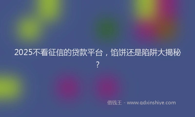 2025不看征信的贷款平台，馅饼还是陷阱大揭秘？