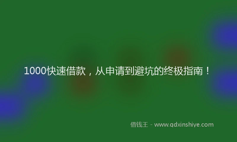 1000快速借款，从申请到避坑的终极指南！