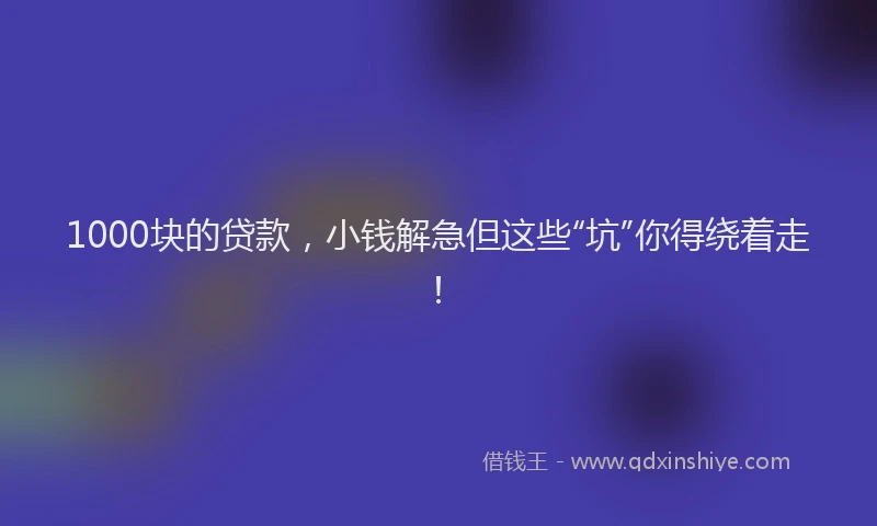 1000块的贷款，小钱解急但这些“坑”你得绕着走！