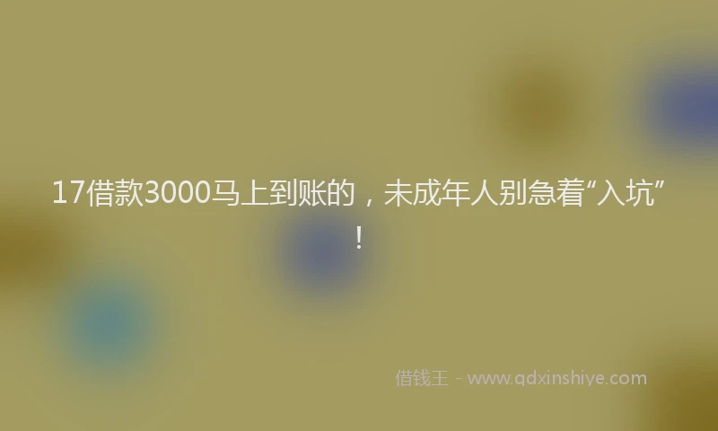 17借款3000马上到账的，未成年人别急着“入坑”！
