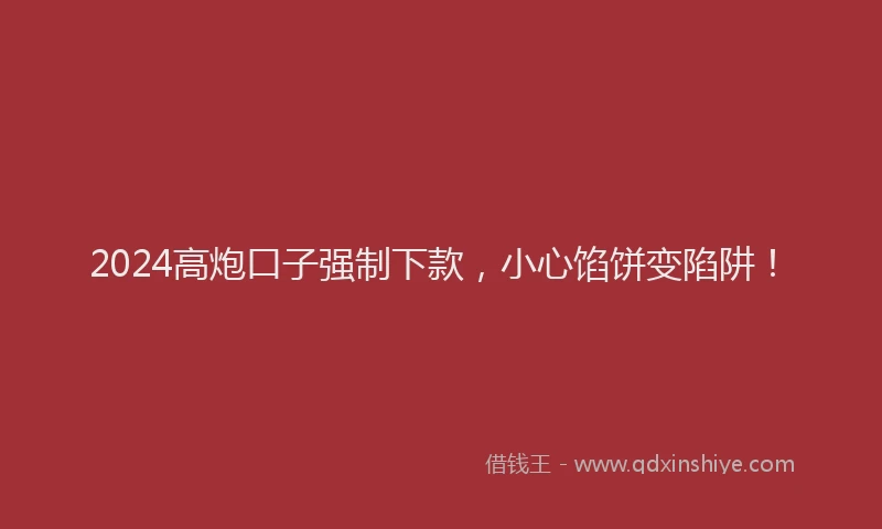 2024高炮口子强制下款，小心馅饼变陷阱！