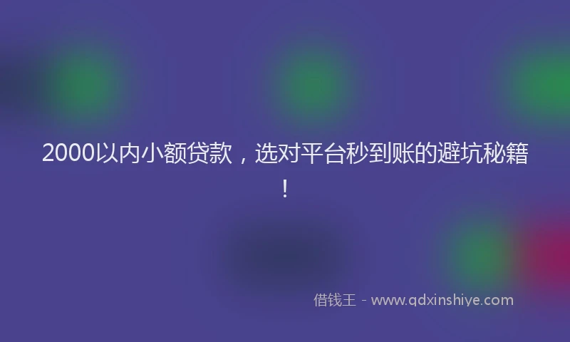 2000以内小额贷款，选对平台秒到账的避坑秘籍！