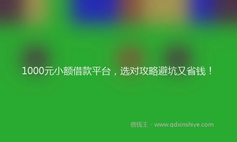 1000元小额借款平台，选对攻略避坑又省钱！