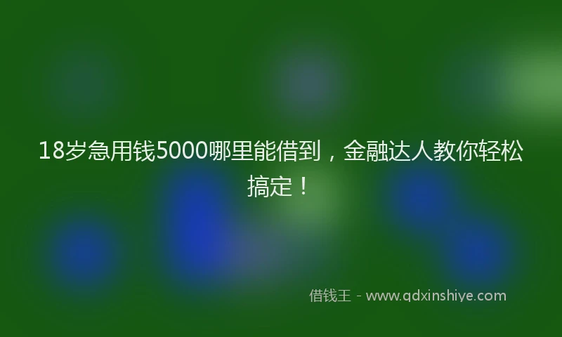 18岁急用钱5000哪里能借到，金融达人教你轻松搞定！