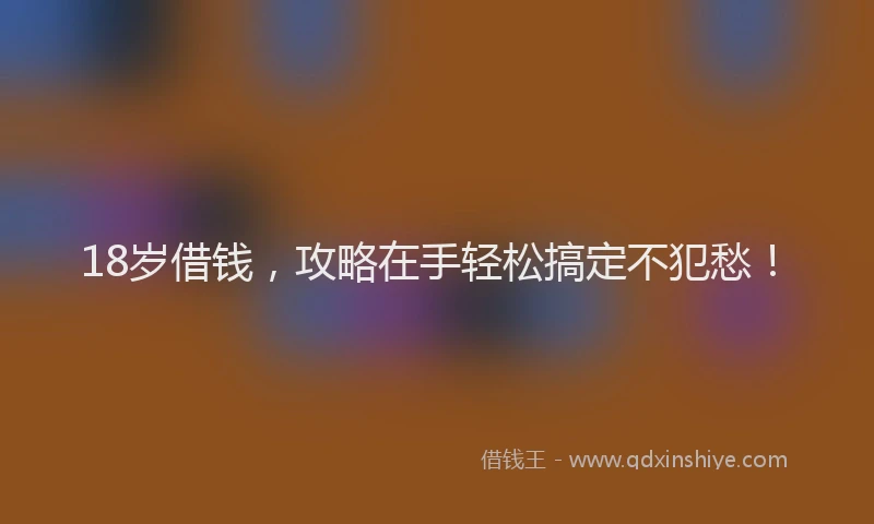 18岁借钱，攻略在手轻松搞定不犯愁！