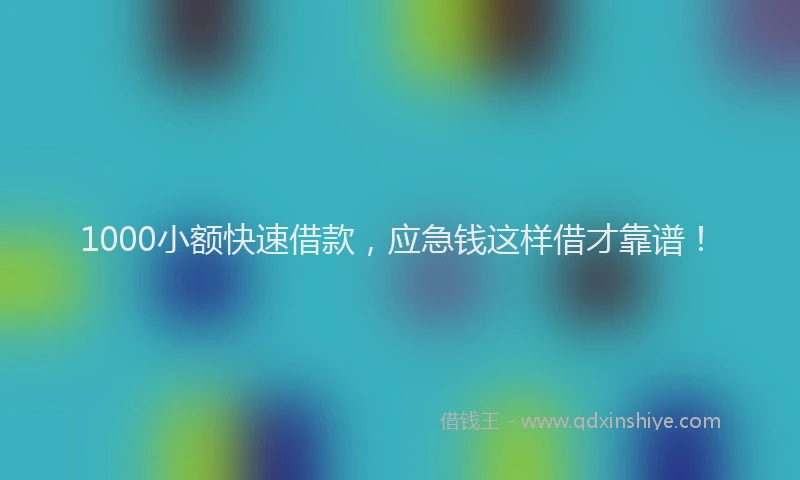 1000小额快速借款，应急钱这样借才靠谱！