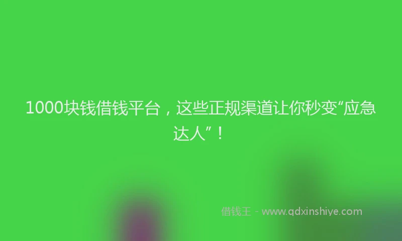 1000块钱借钱平台，这些正规渠道让你秒变“应急达人”！