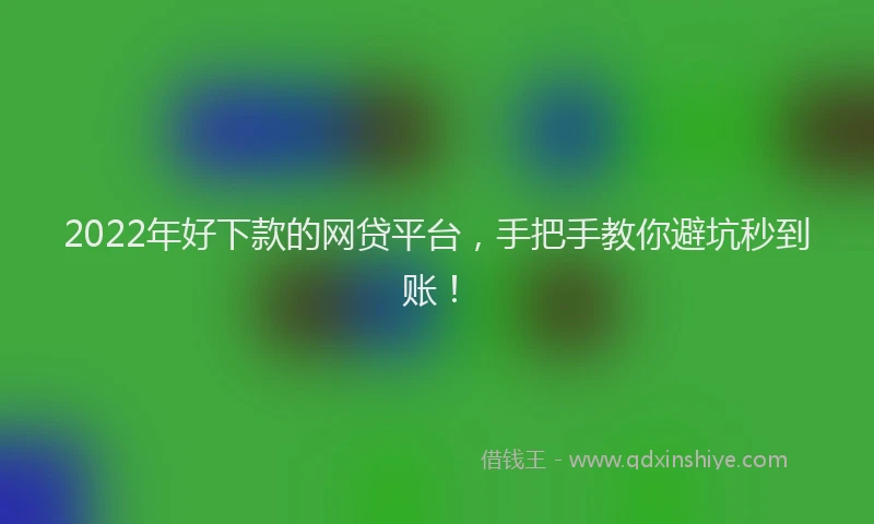 2022年好下款的网贷平台，手把手教你避坑秒到账！