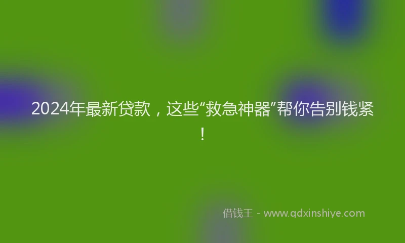 2024年最新贷款，这些“救急神器”帮你告别钱紧！