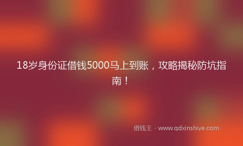 18岁身份证借钱5000马上到账，攻略揭秘防坑指南！