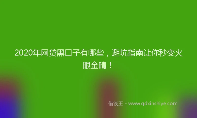 2020年网贷黑口子有哪些，避坑指南让你秒变火眼金睛！
