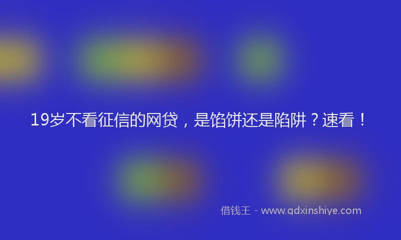 19岁不看征信的网贷，是馅饼还是陷阱？速看！