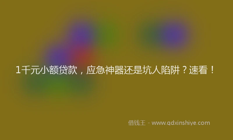 1千元小额贷款，应急神器还是坑人陷阱？速看！