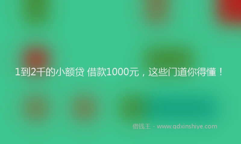 1到2千的小额贷 借款1000元，这些门道你得懂！