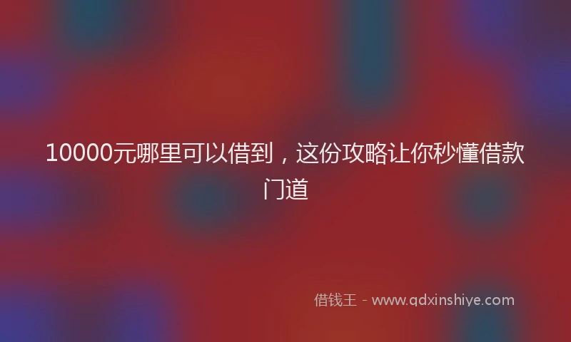 10000元哪里可以借到，这份攻略让你秒懂借款门道