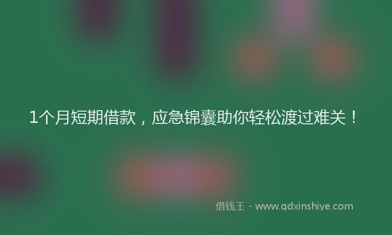 1个月短期借款，应急锦囊助你轻松渡过难关！