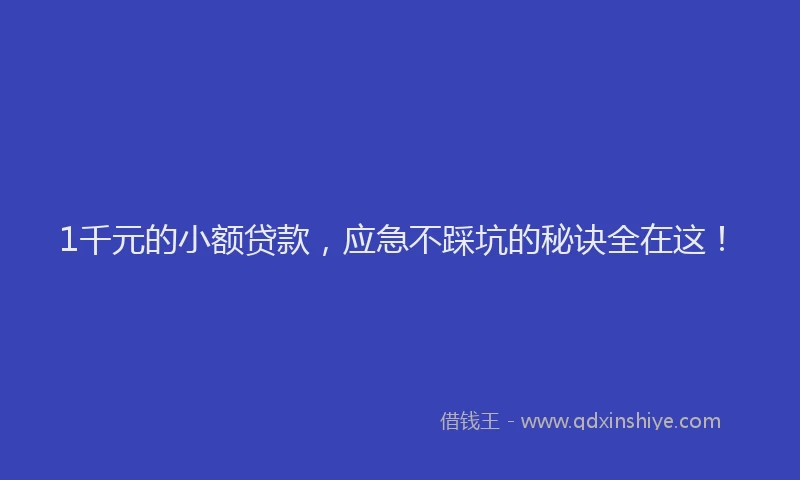 1千元的小额贷款，应急不踩坑的秘诀全在这！