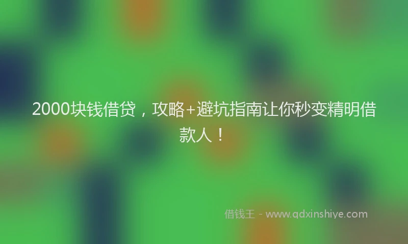 2000块钱借贷，攻略+避坑指南让你秒变精明借款人！