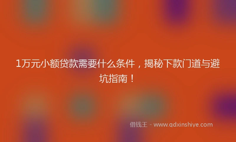 1万元小额贷款需要什么条件，揭秘下款门道与避坑指南！