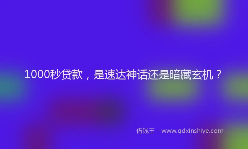 1000秒贷款，是速达神话还是暗藏玄机？