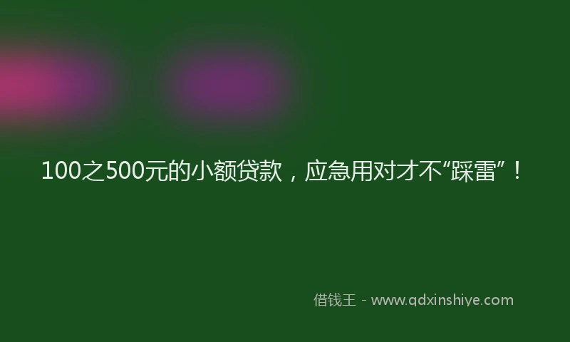 100之500元的小额贷款，应急用对才不“踩雷”！