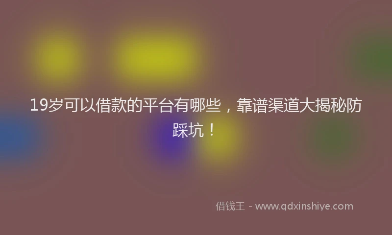 19岁可以借款的平台有哪些，靠谱渠道大揭秘防踩坑！