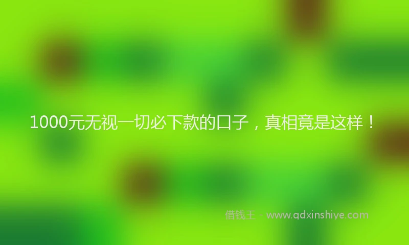 1000元无视一切必下款的口子，真相竟是这样！