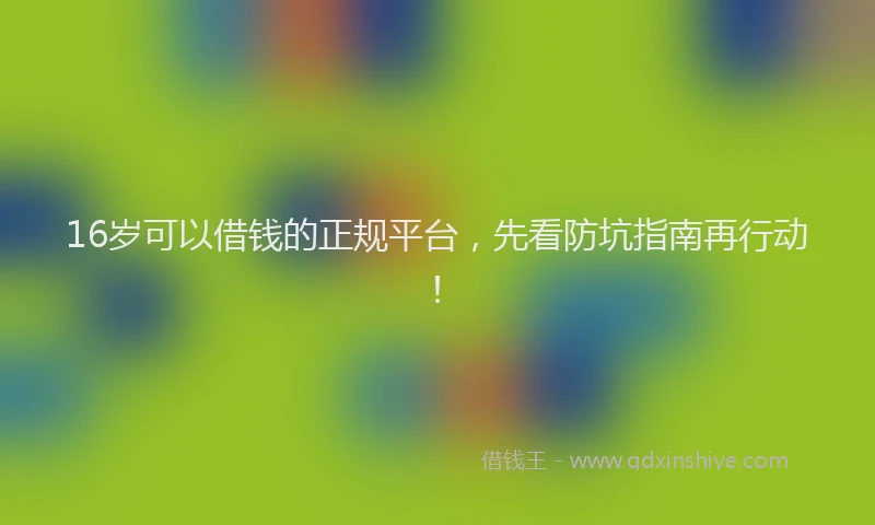 16岁可以借钱的正规平台，先看防坑指南再行动！