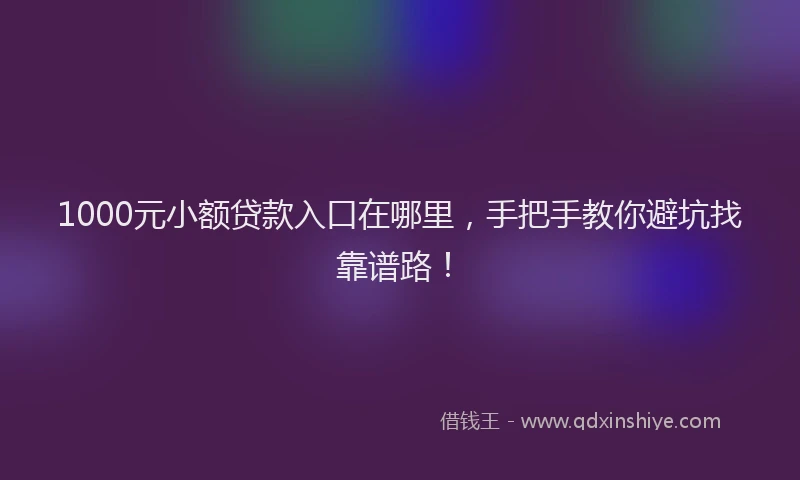 1000元小额贷款入口在哪里，手把手教你避坑找靠谱路！